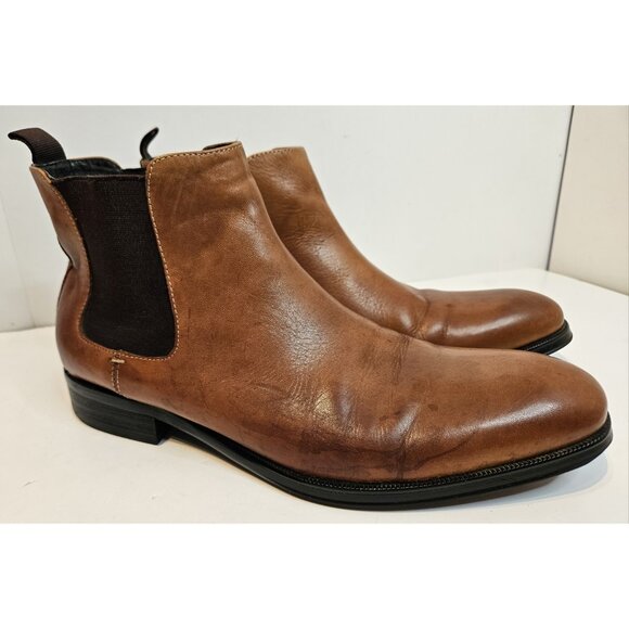 Men’s Kenneth Cole Brown Leather Chelsea Boots Men’s 7.5 - Picture 3 of 12